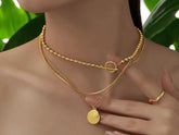 Layered Chain Coin Station Necklace Ball Jewelry Sets